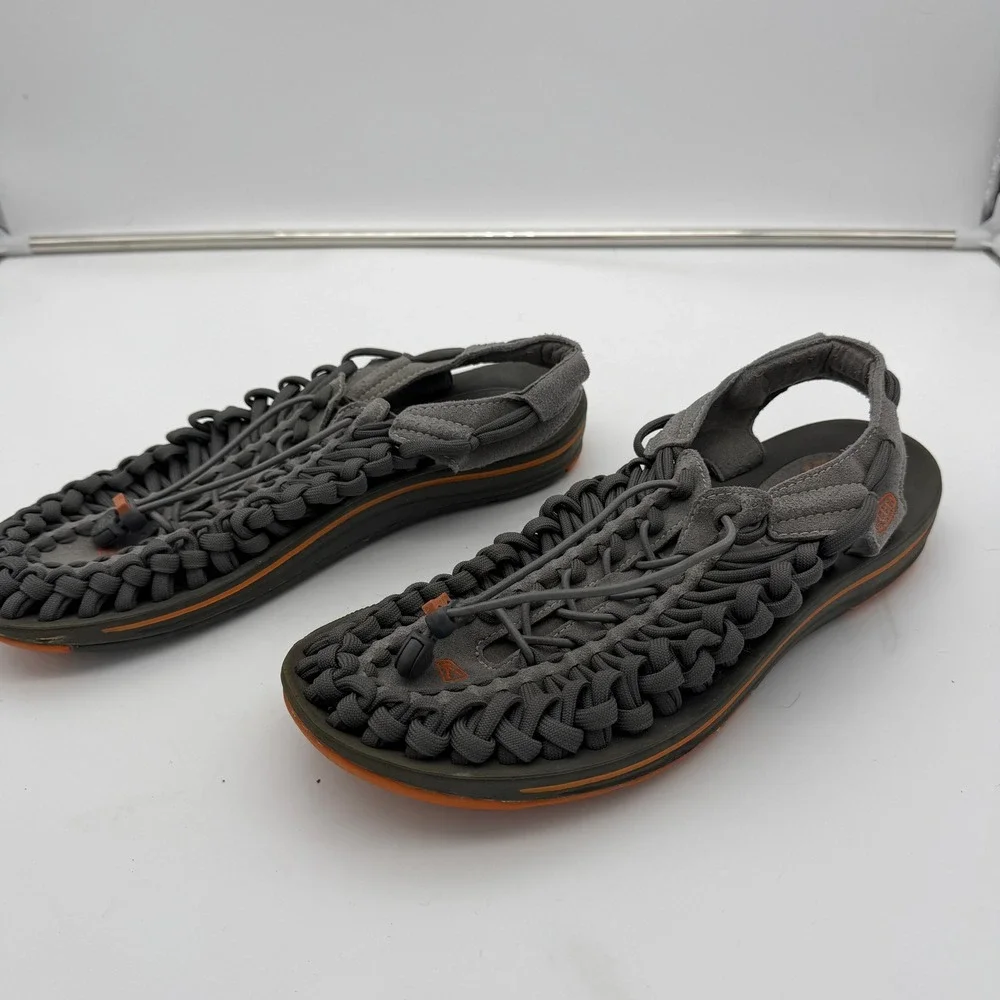 Keen Uneek Grey Orange Cord Sandals Mens 10 1018601 Outdoor Water Shoes